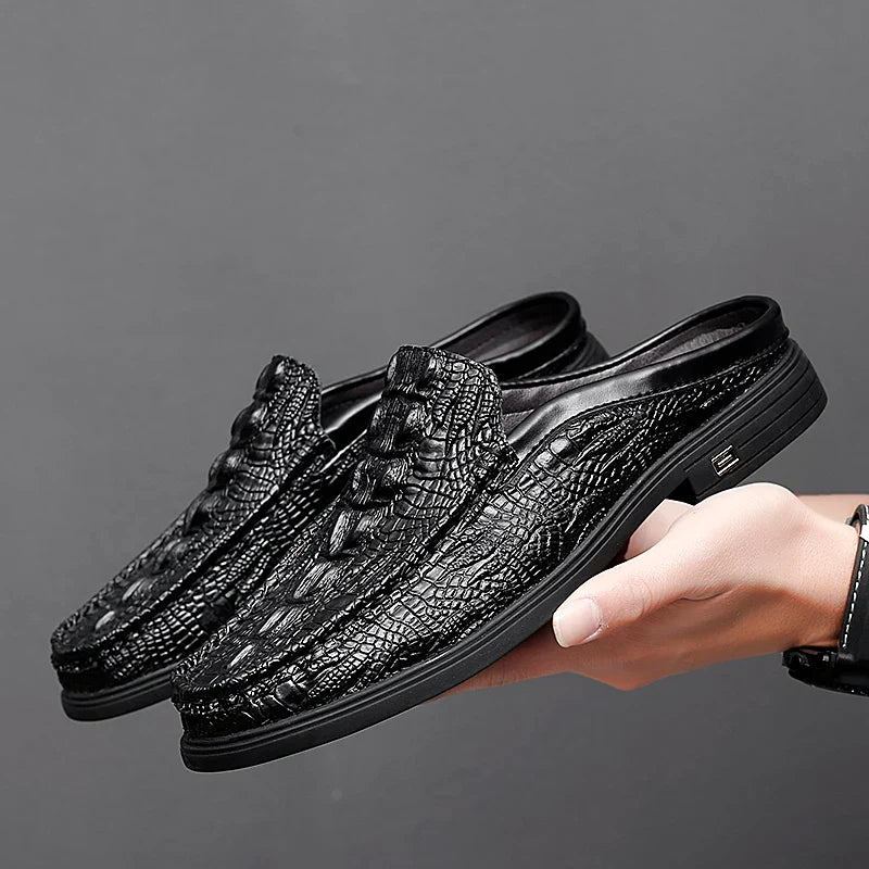 Mules Homme Cuir Croco Été