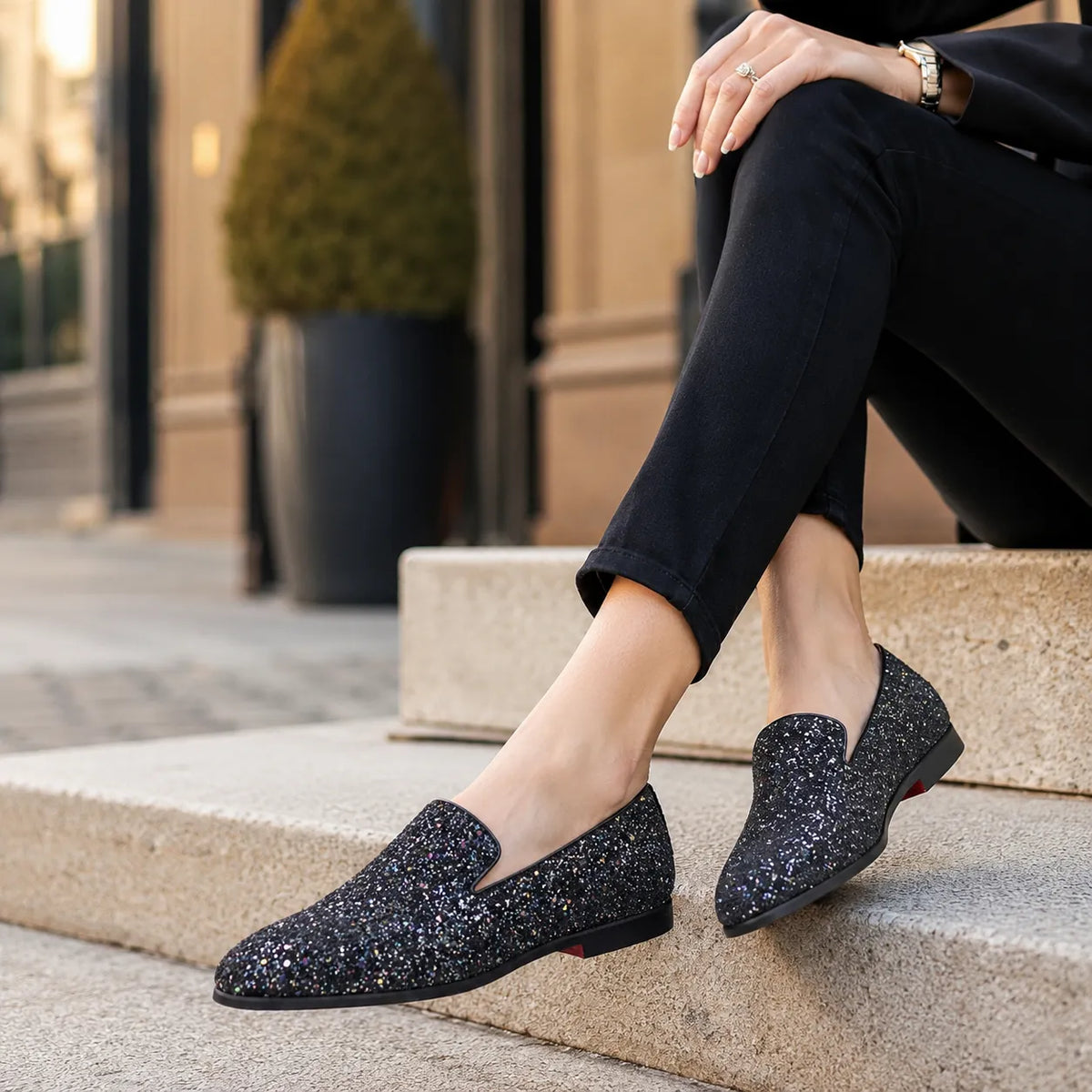 Mocassins Velours Boucle Métal
