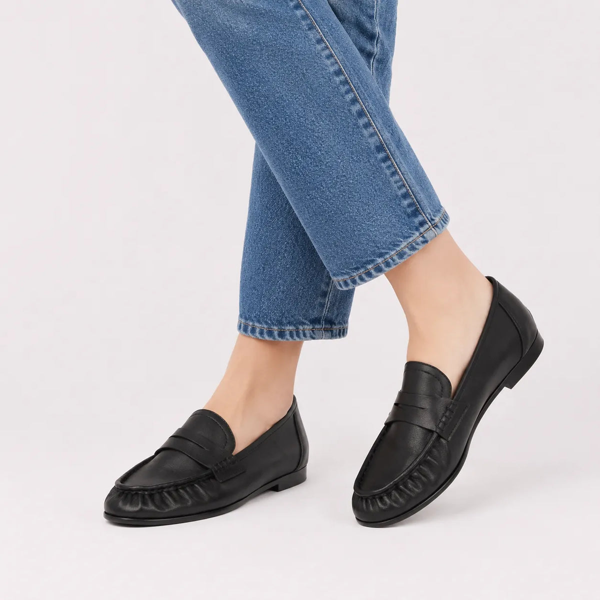 Mocassins Femme Cuir Plissé Luxe