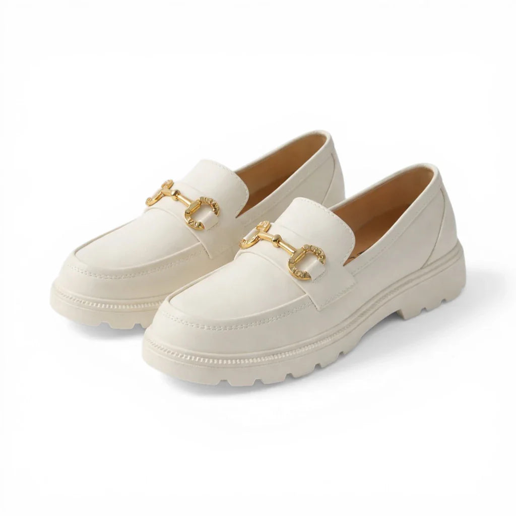 Mocassins Rétro Boucle Or Rond