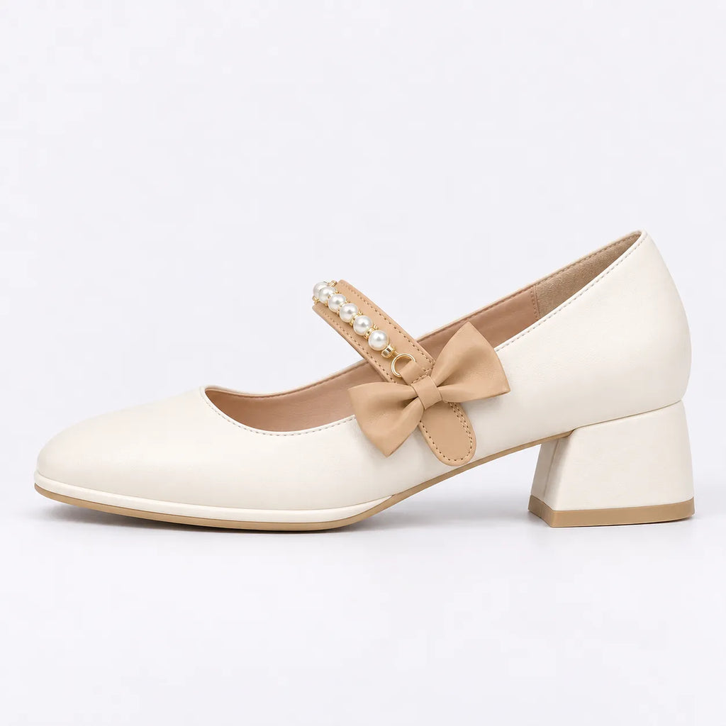 Mary Jane Femme Cuir Talon Épais Élégant