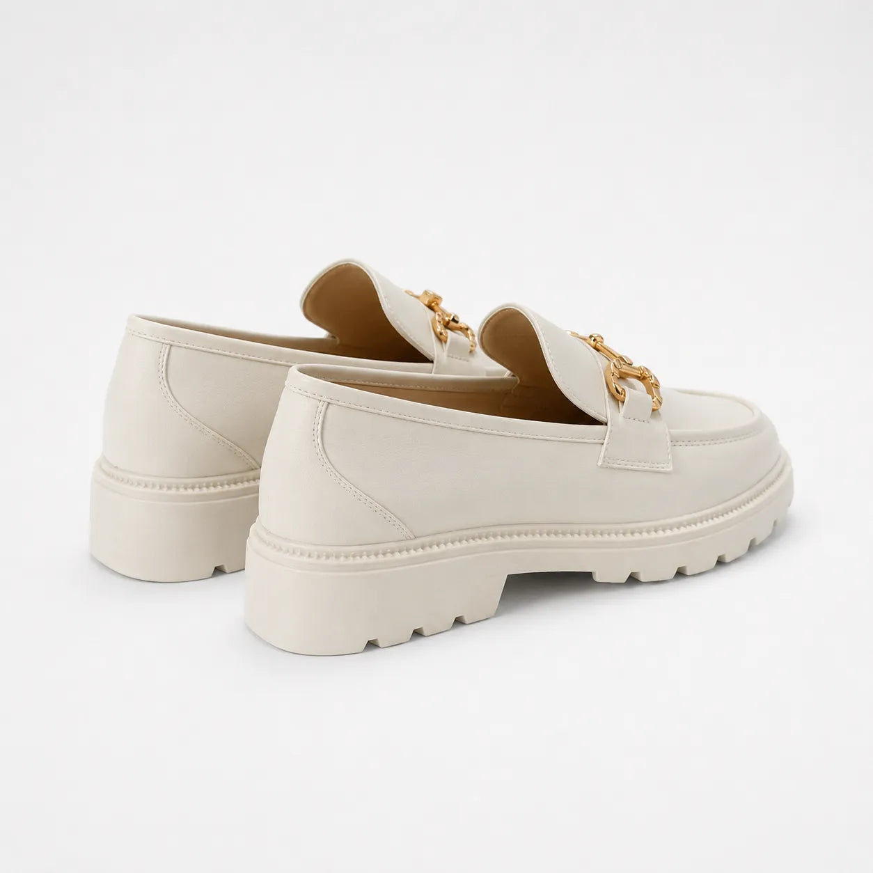 Mocassins Rétro Boucle Or Rond