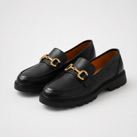 Mocassins Rétro Boucle Or Rond