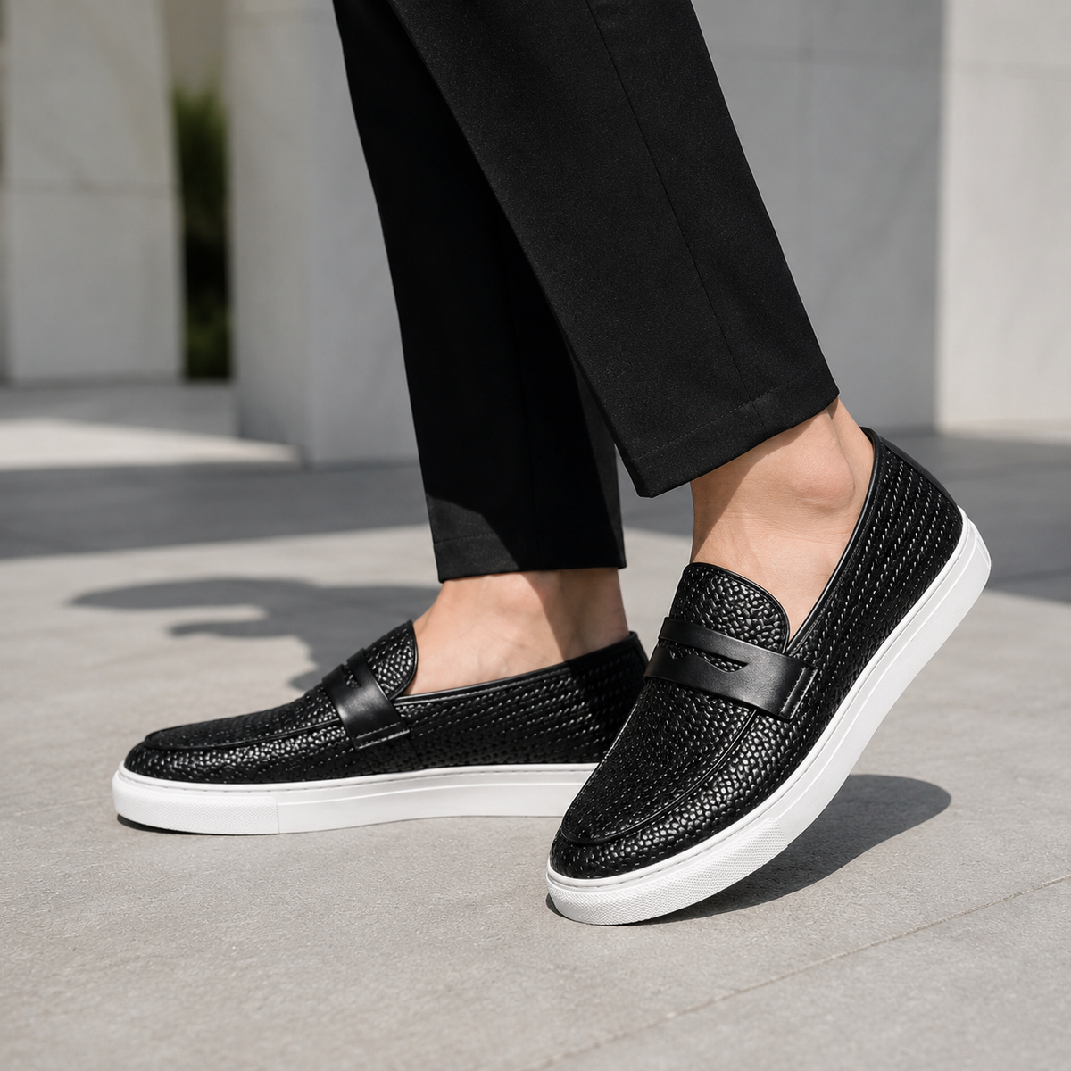 Mocassins Homme Cuir Tressé