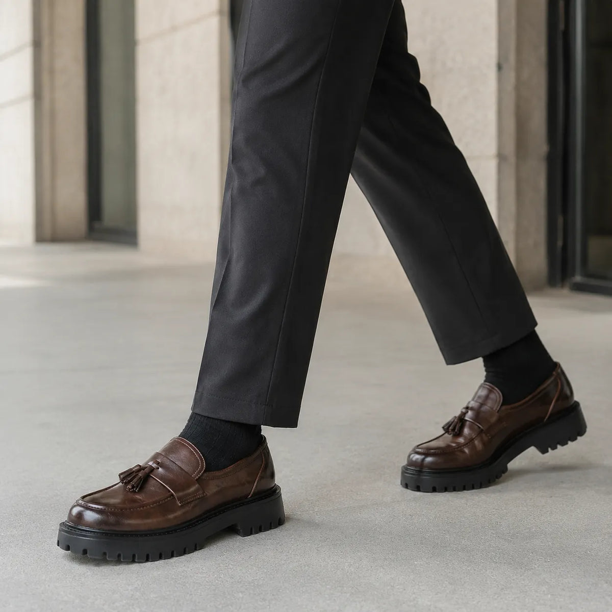 Mocassins Cuir Pampilles Plateforme