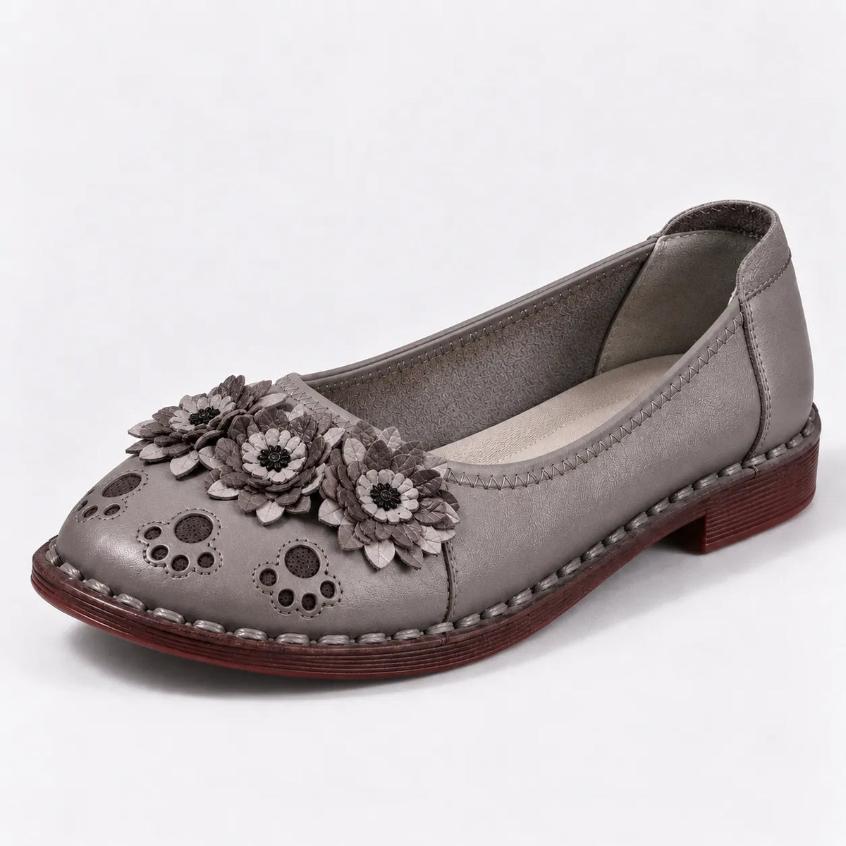 Mocassins Femme Cuir Fleur Ethnique Confort