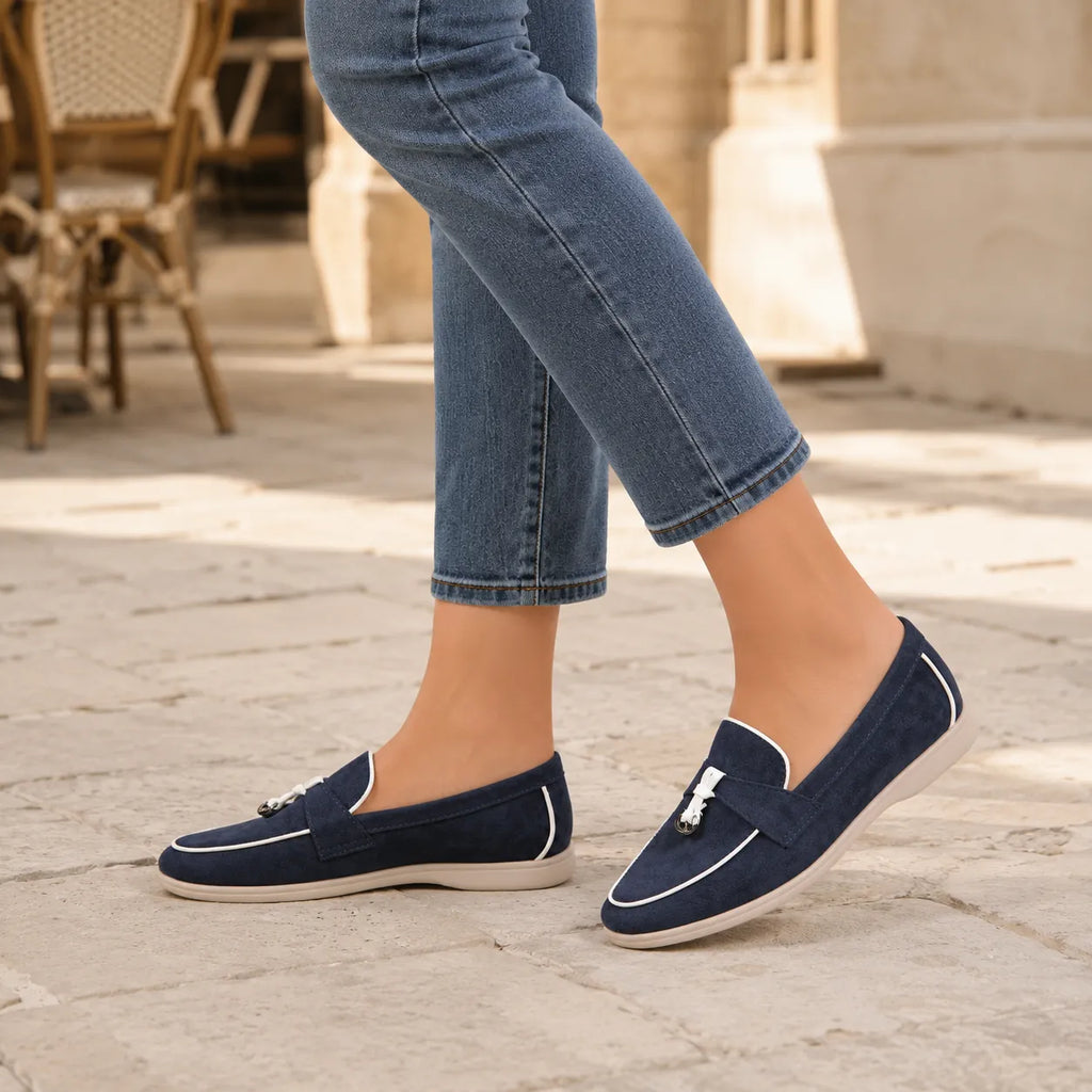 Mocassins Femme Daim Nœud Antidérapant