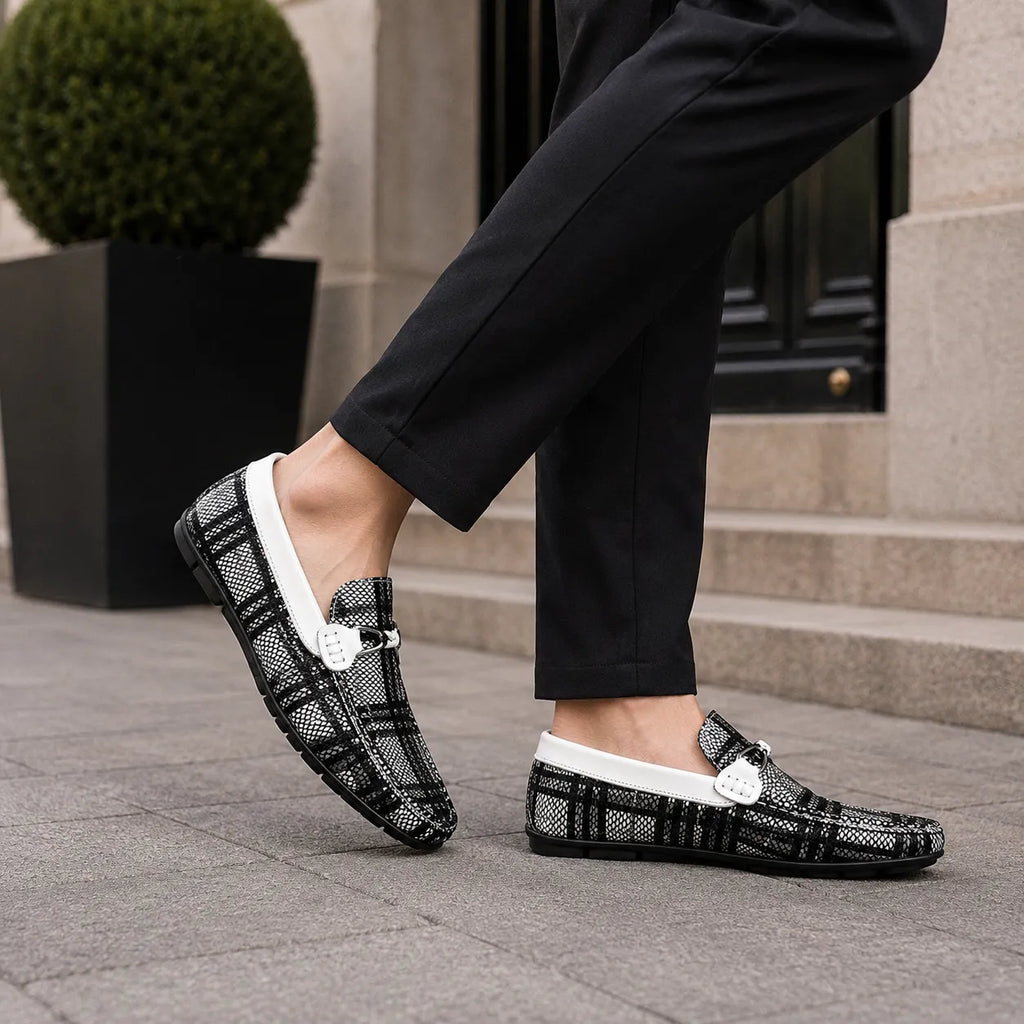 Mocassins Carreaux Cuir Respirant Été