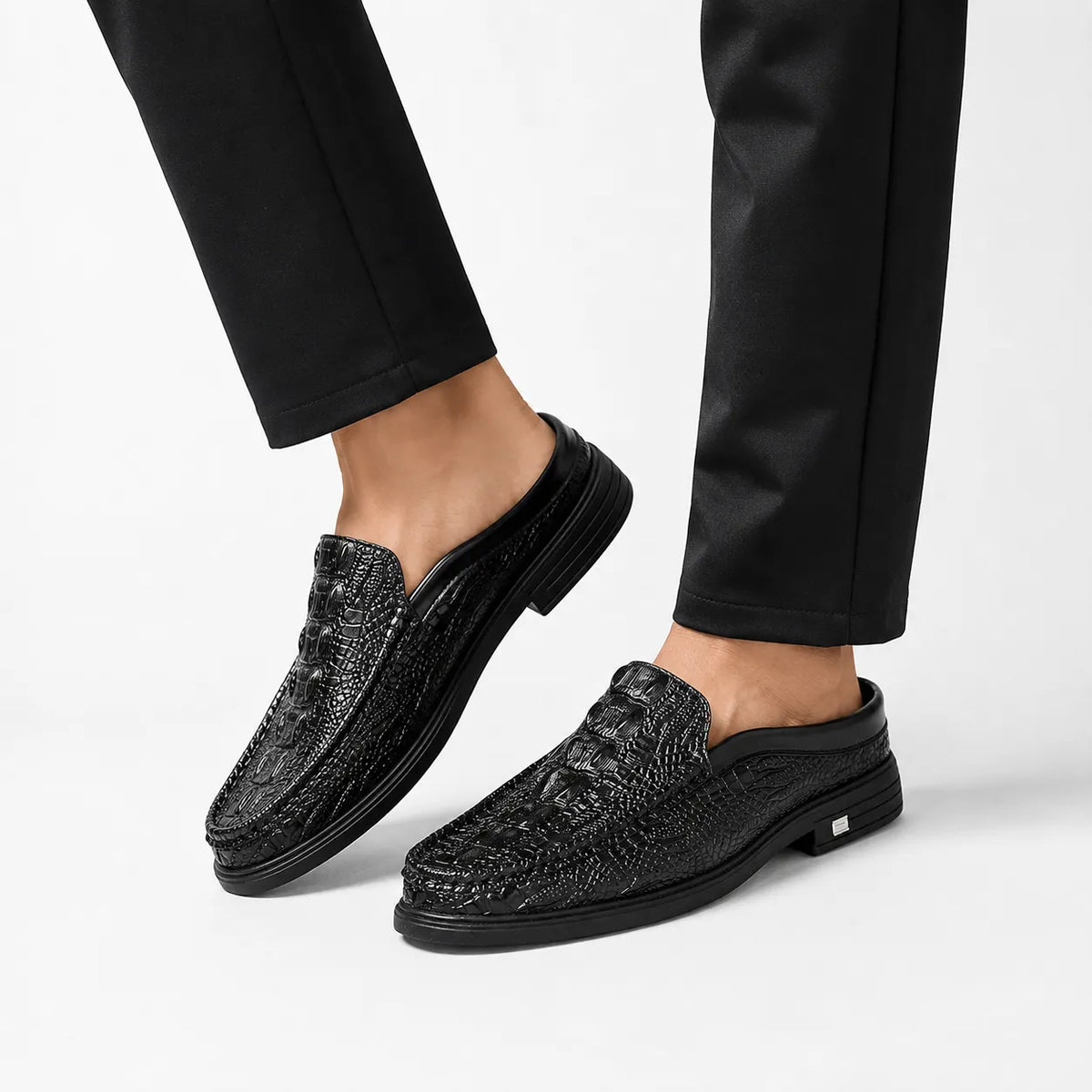 Mules Homme Cuir Croco Été