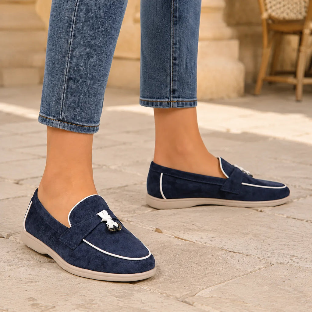 Mocassins Femme Daim Nœud Antidérapant