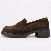 Mocassins Femme Daim Talon Épais Plateforme