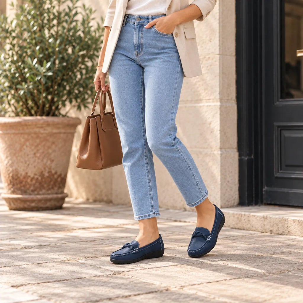 Mocassins Femme Cuir Slip-On Confort