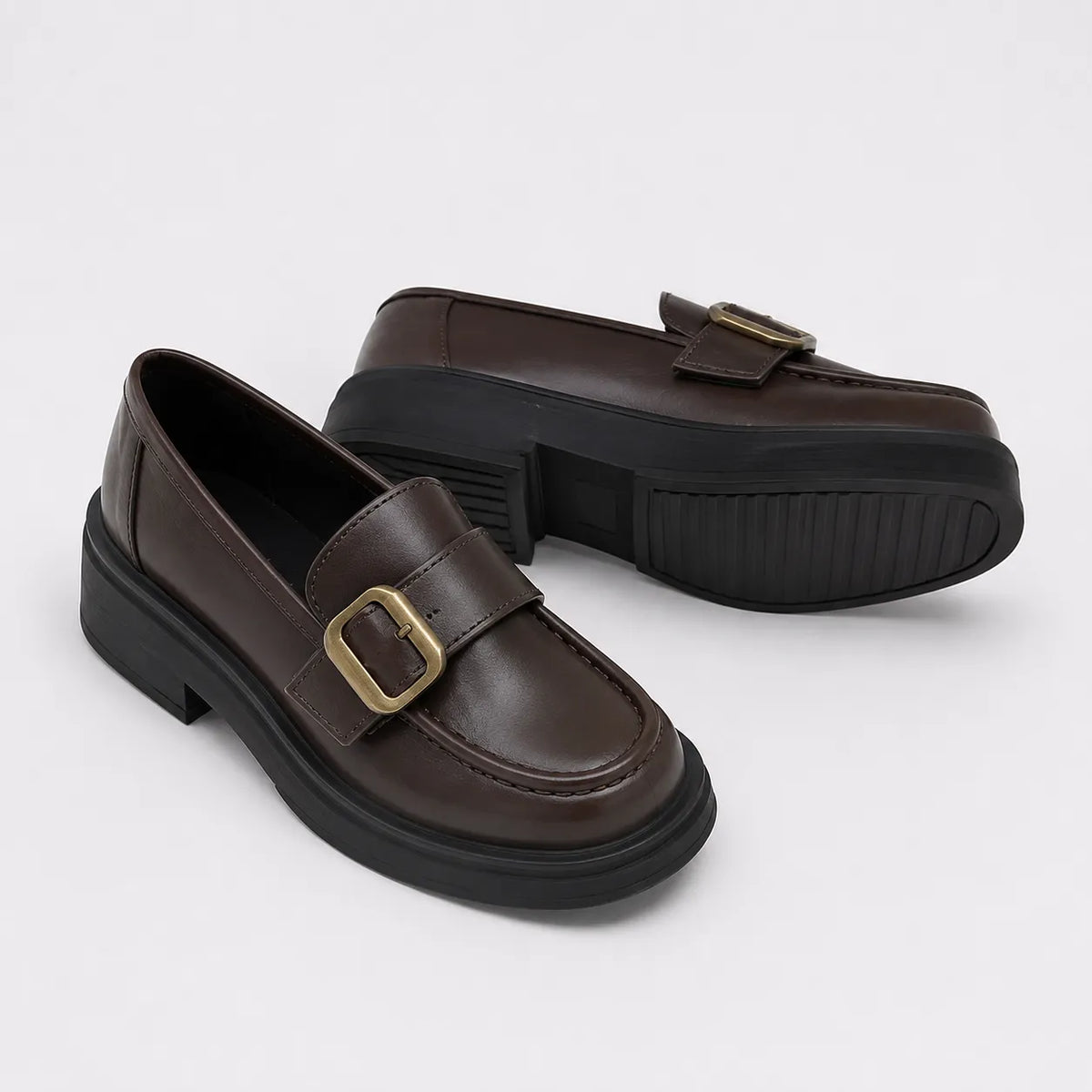 Mocassins Cuir Semelle Épaisse Coréen
