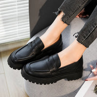 Mocassins Femme Semelle Épaisse Cuir Véritable