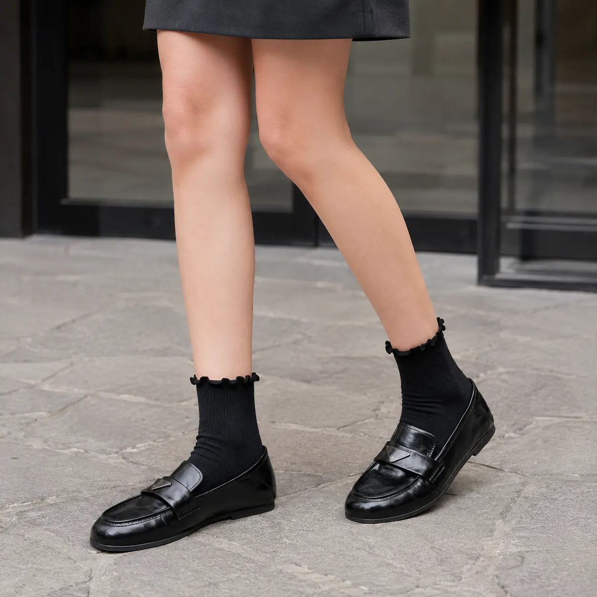 Mocassins Femme Noir Souple Slip-On