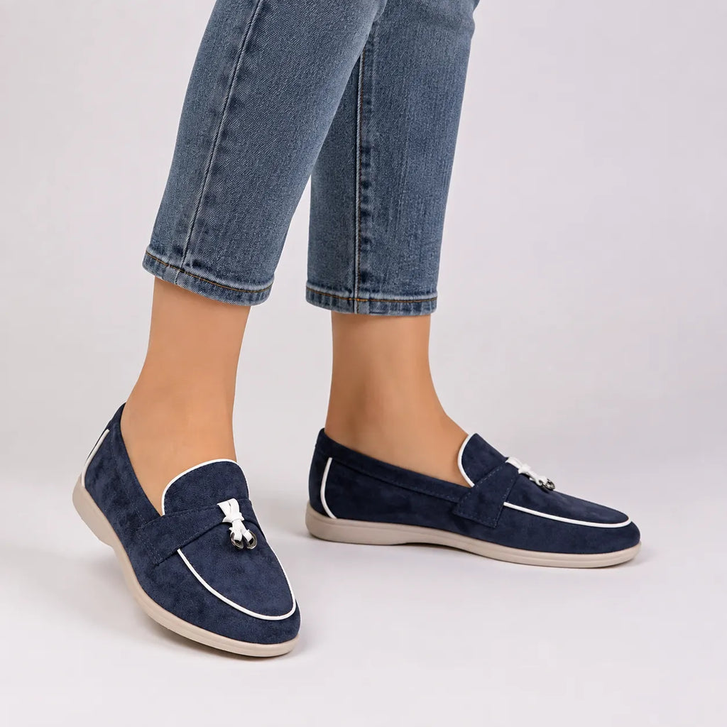 Mocassins Femme Daim Nœud Antidérapant