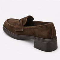 Mocassins Femme Daim Talon Épais Plateforme