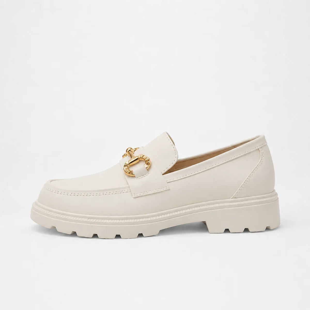Mocassins Rétro Boucle Or Rond