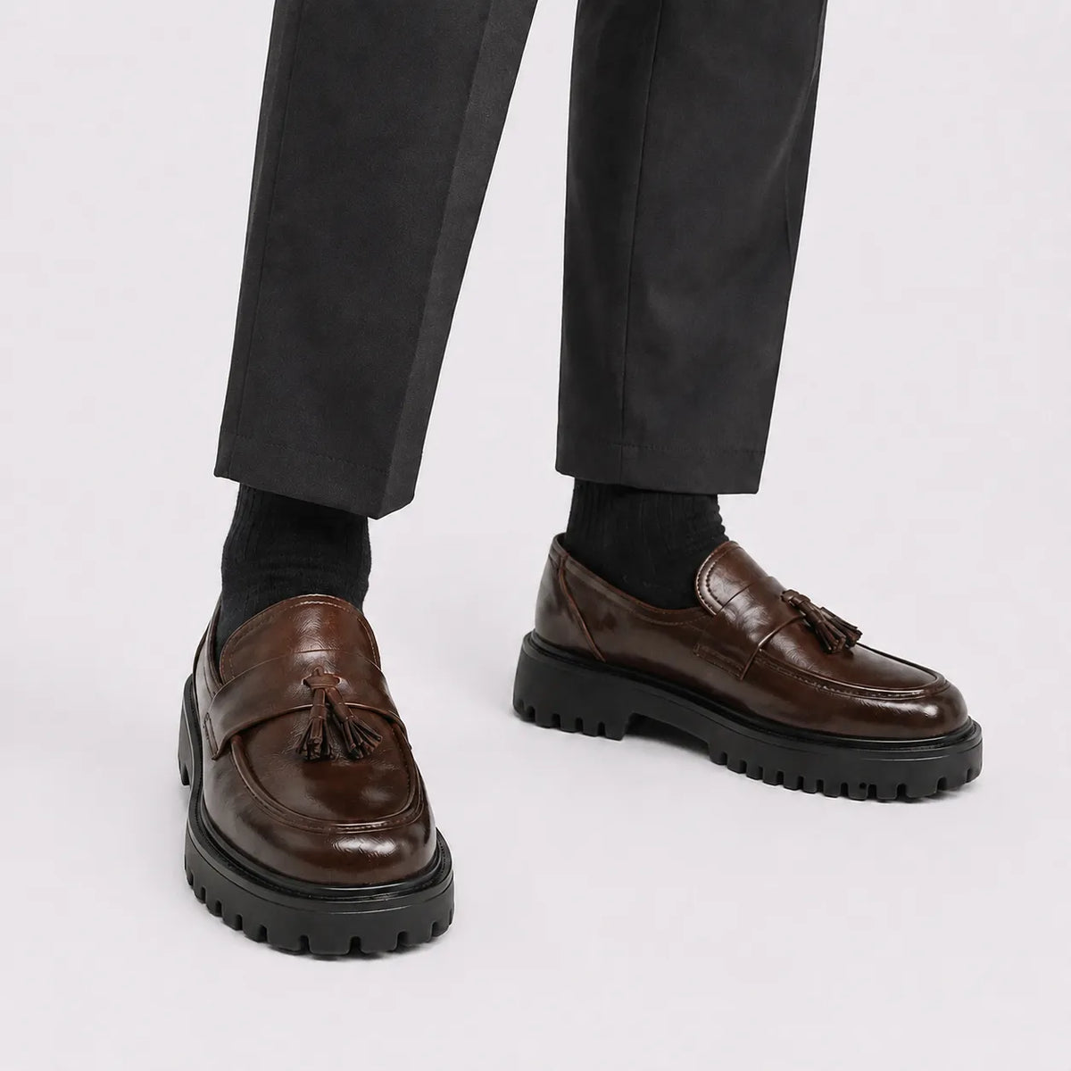 Mocassins Cuir Pampilles Plateforme