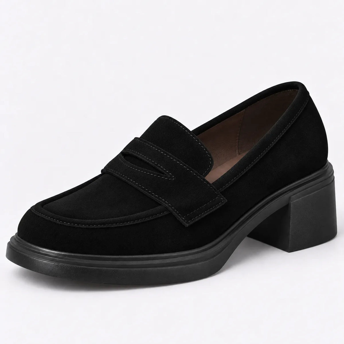 Mocassins Femme Daim Talon Épais Plateforme