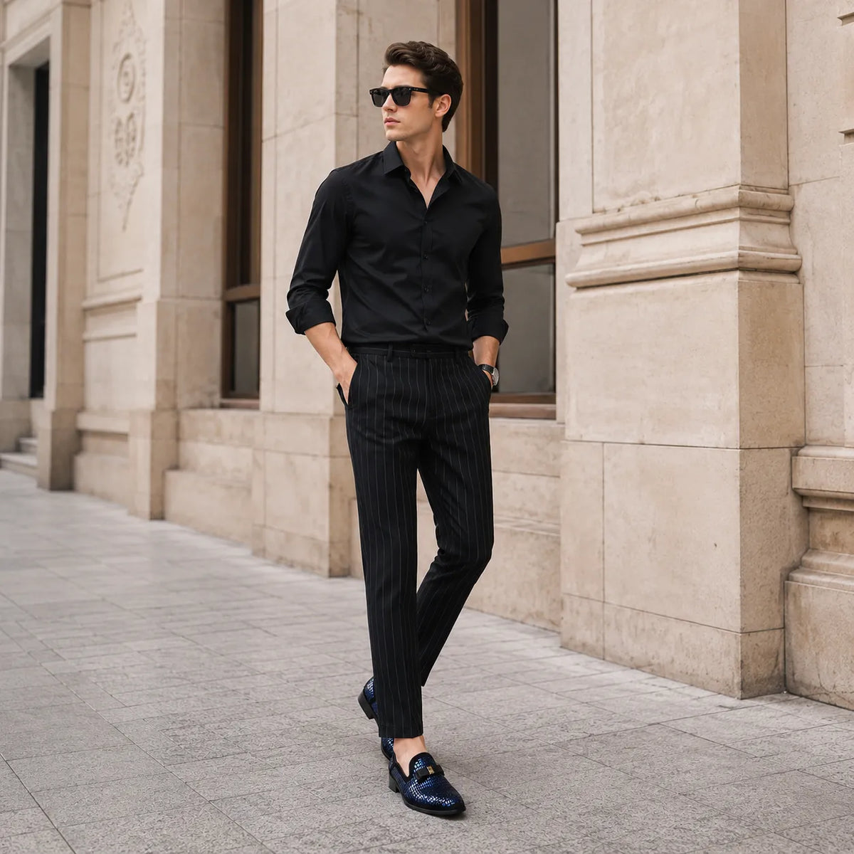 Mocassins Homme Strass Soirée Élégante