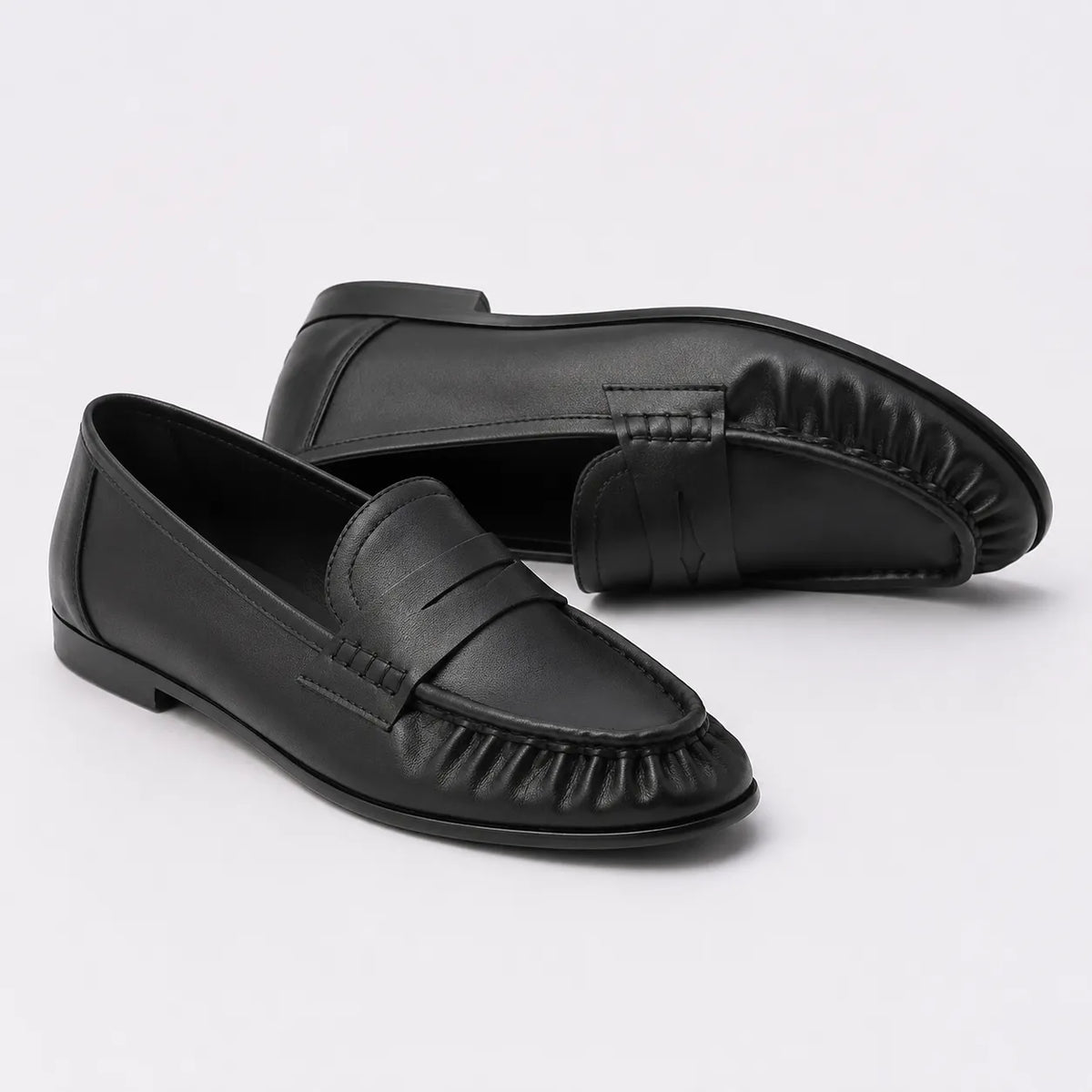 Mocassins Femme Cuir Plissé Luxe