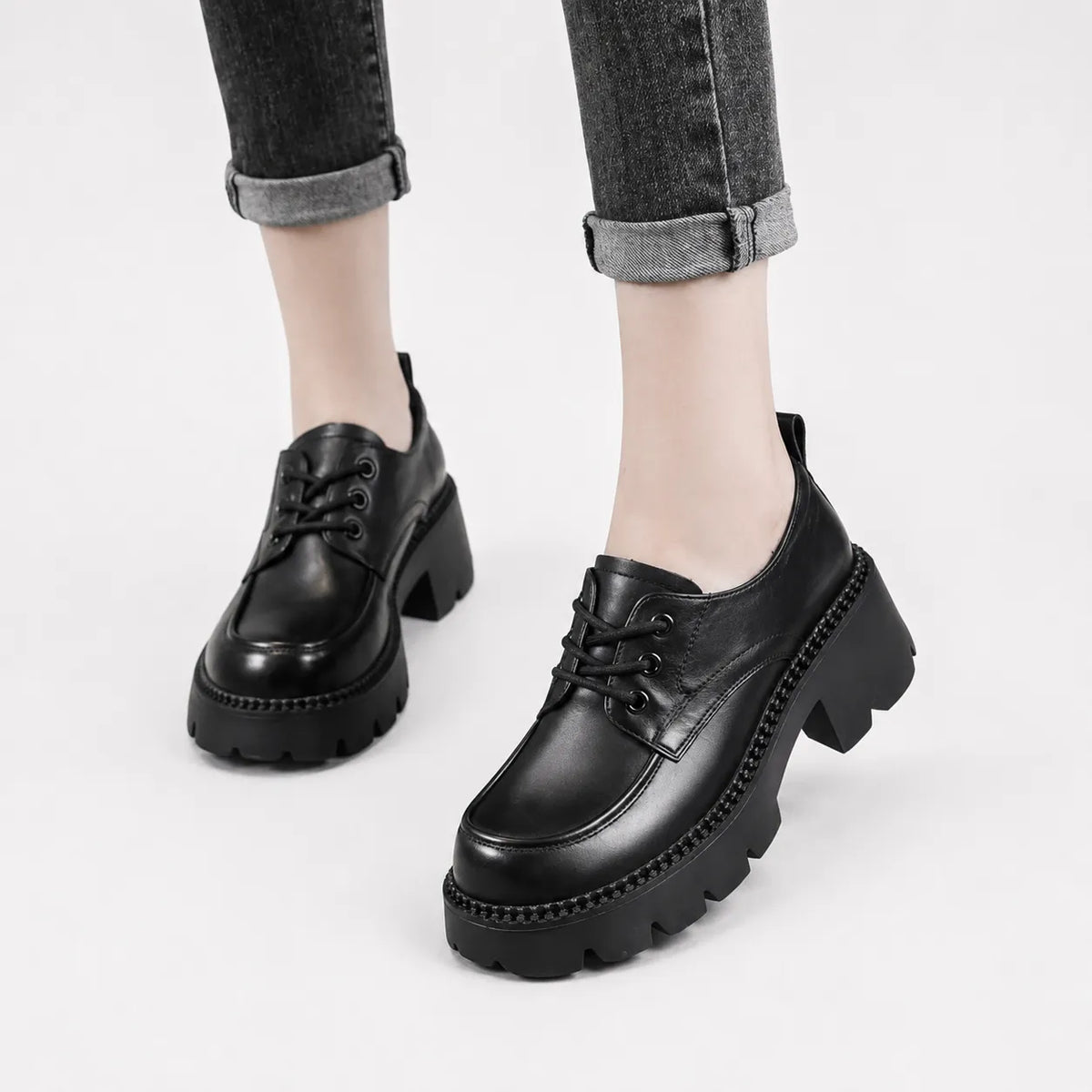 Mocassins Femme Talon Épais