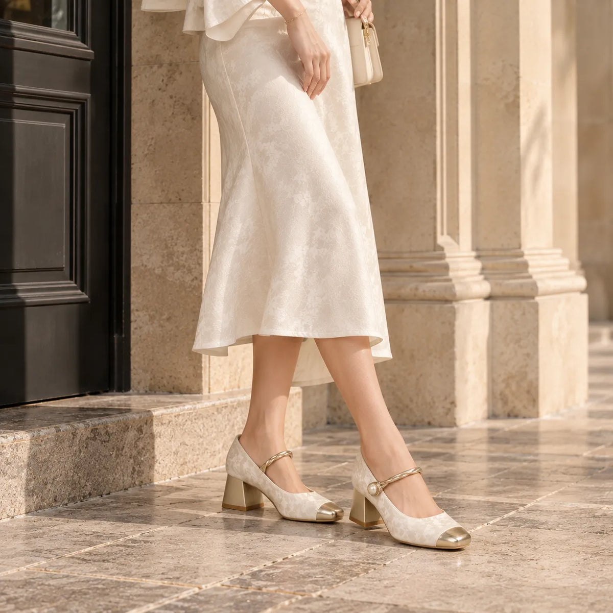 Mary Jane Femme Jacquard Boucle Perle