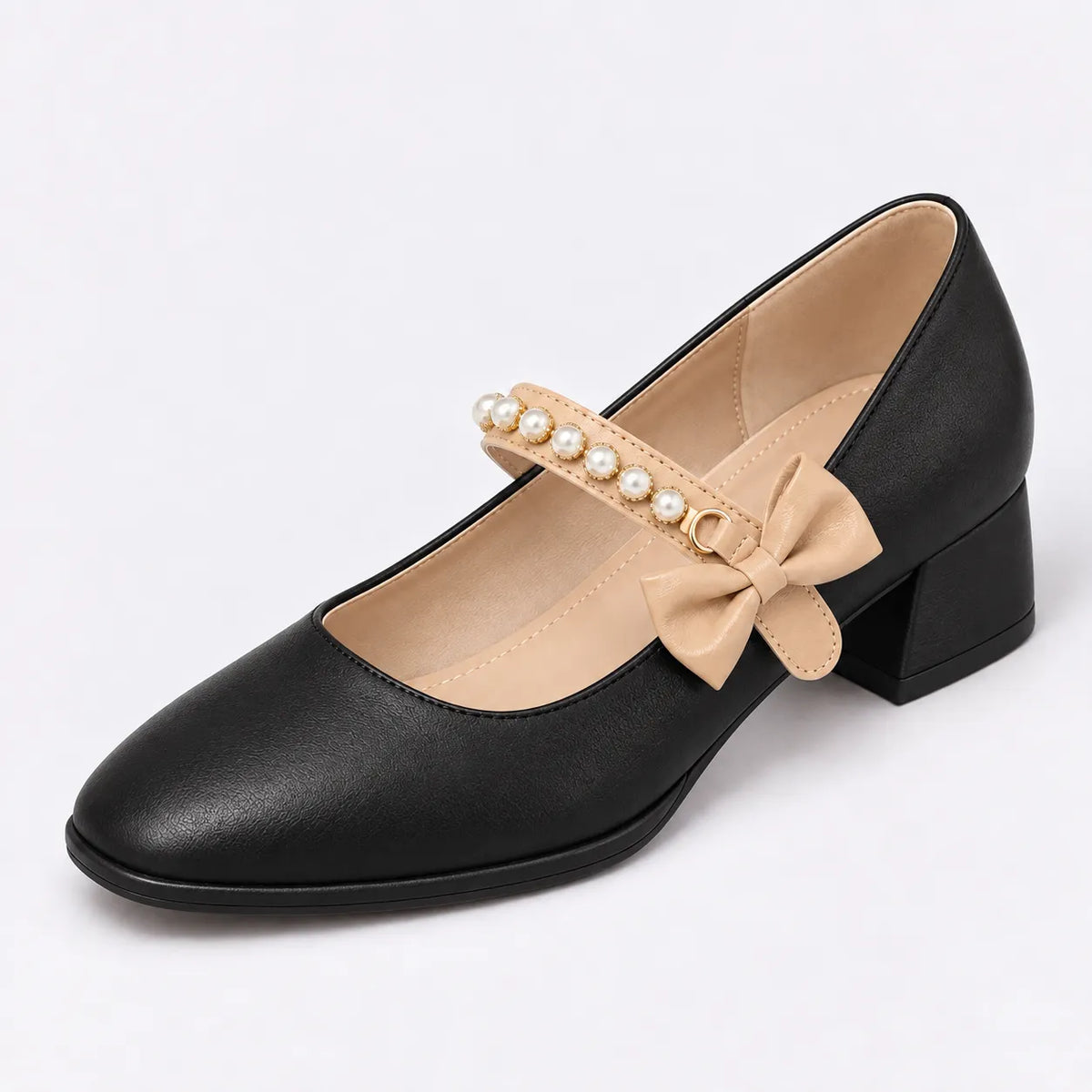 Mary Jane Femme Cuir Talon Épais Élégant