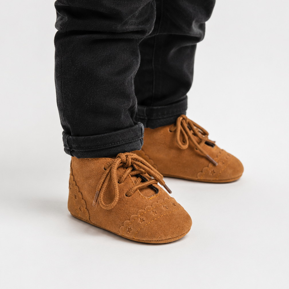Mocassins Bébé Daim Lacets Franges