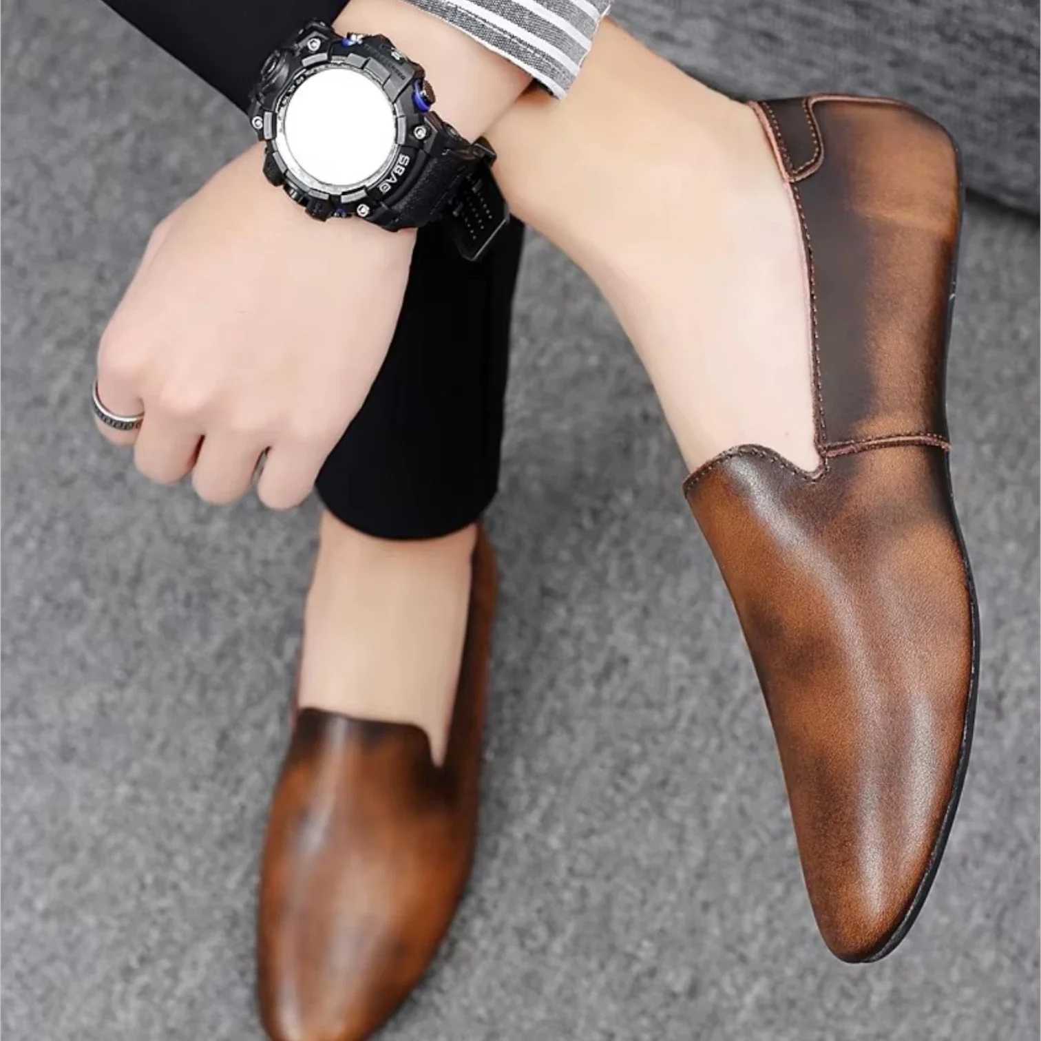 Mocassins Homme Cuir Slip-On Casual