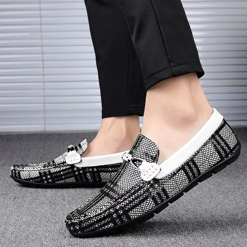 Mocassins Carreaux Cuir Respirant Été