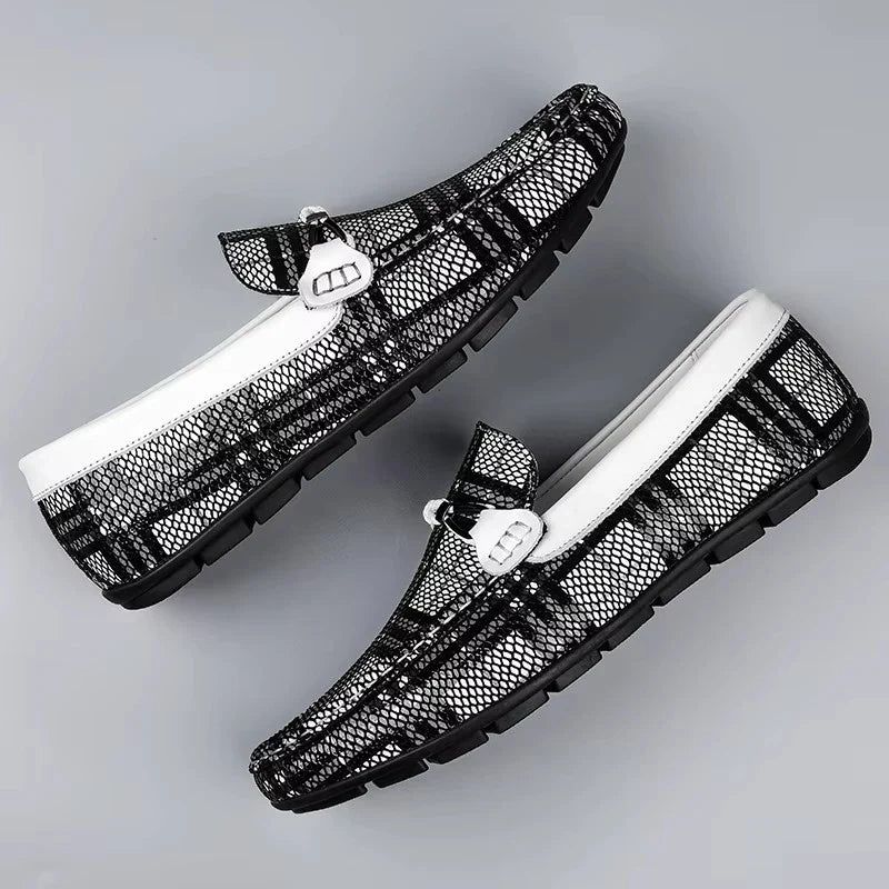 Mocassins Carreaux Cuir Respirant Été