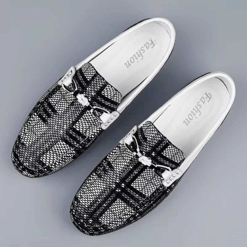 Mocassins Carreaux Cuir Respirant Été