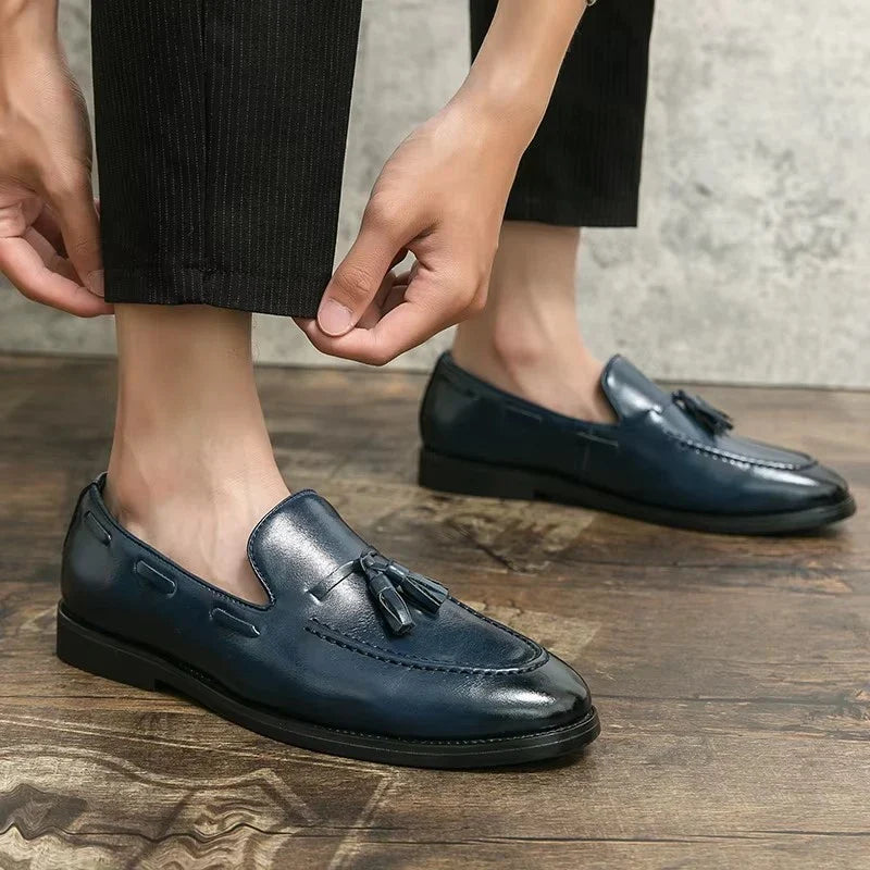 Mocassins Homme Bleu Style Américain