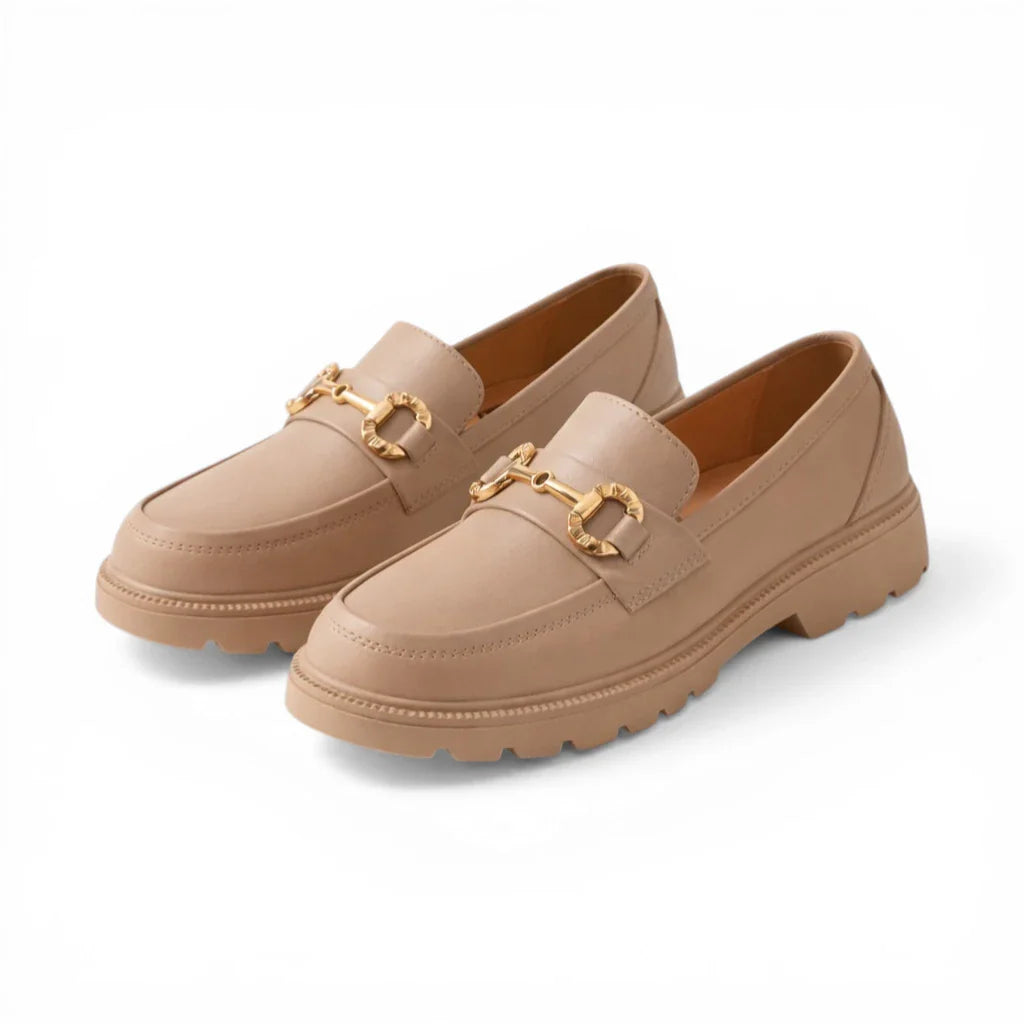 Mocassins Rétro Boucle Or Rond