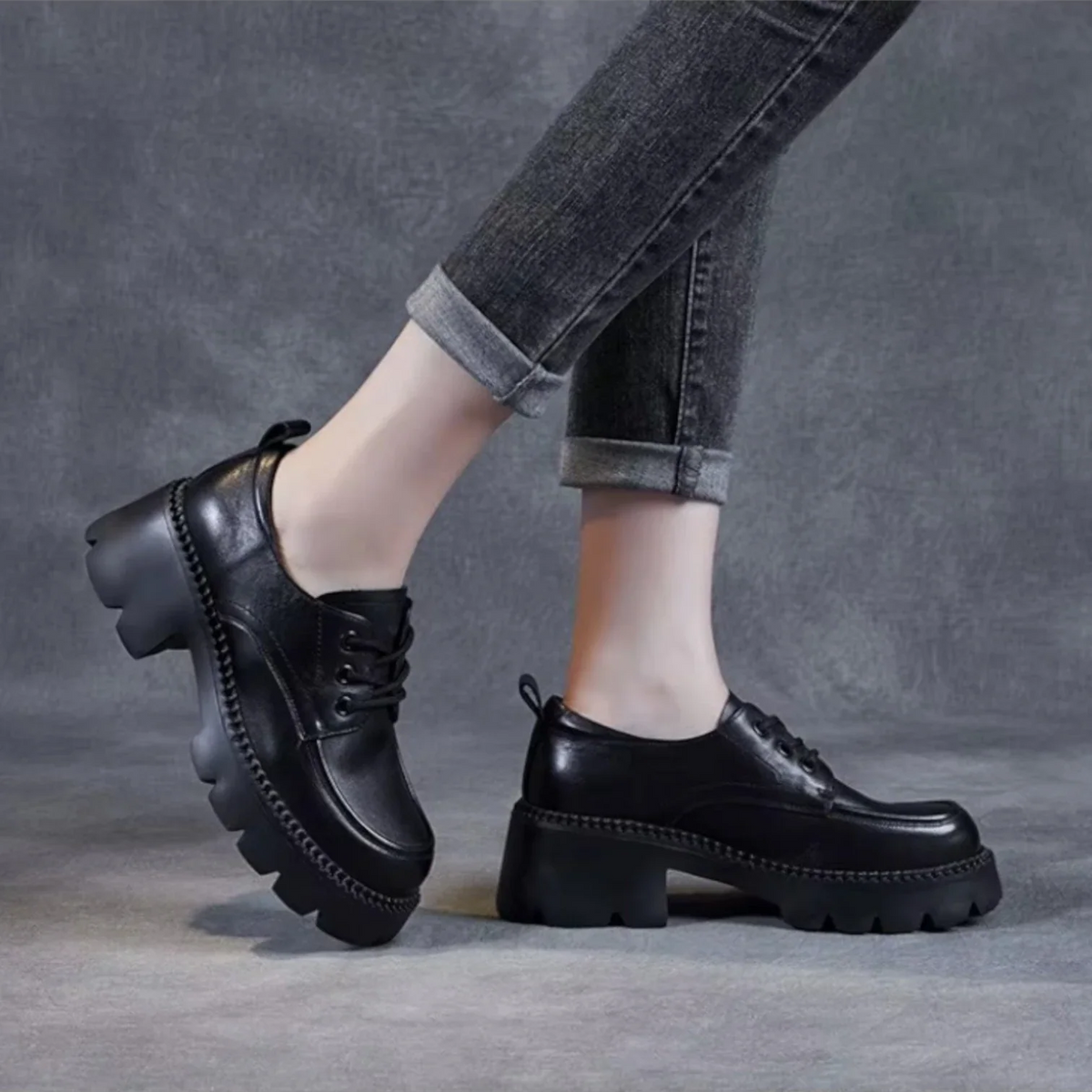 Mocassins Femme Talon Épais
