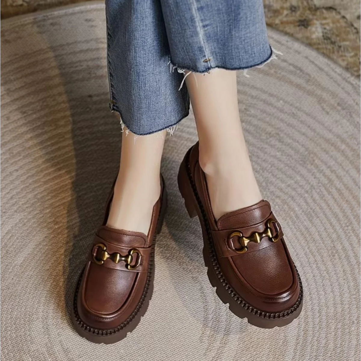 Mocassins Femme Cuir Talon Haut