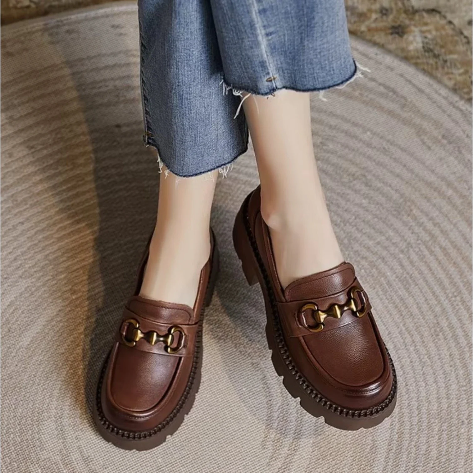 Mocassins Femme Cuir Talon Haut