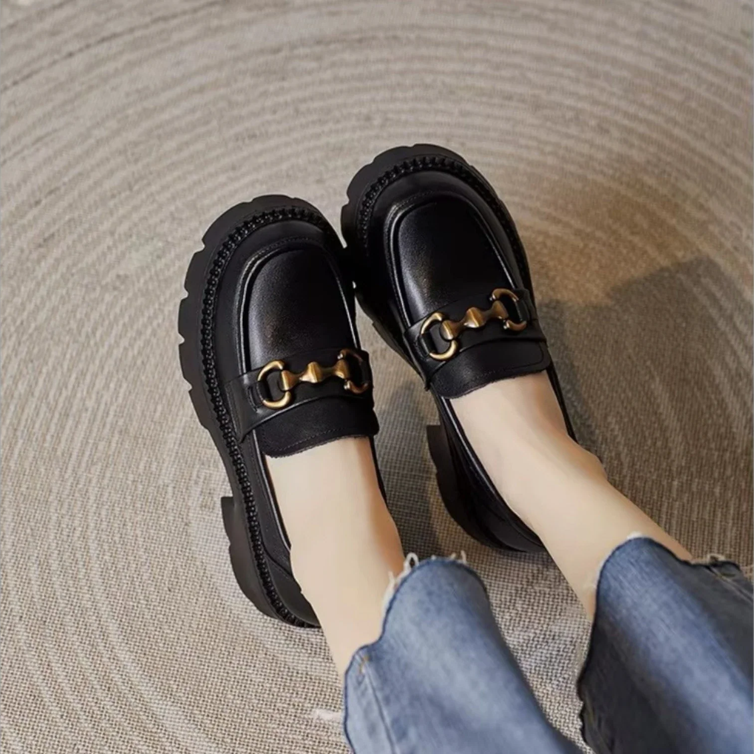 Mocassins Femme Cuir Talon Haut