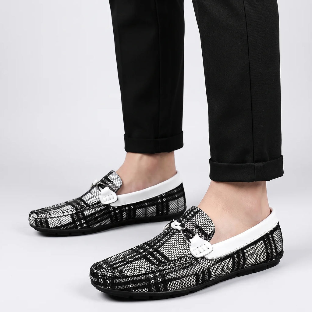 Mocassins Carreaux Cuir Respirant Été